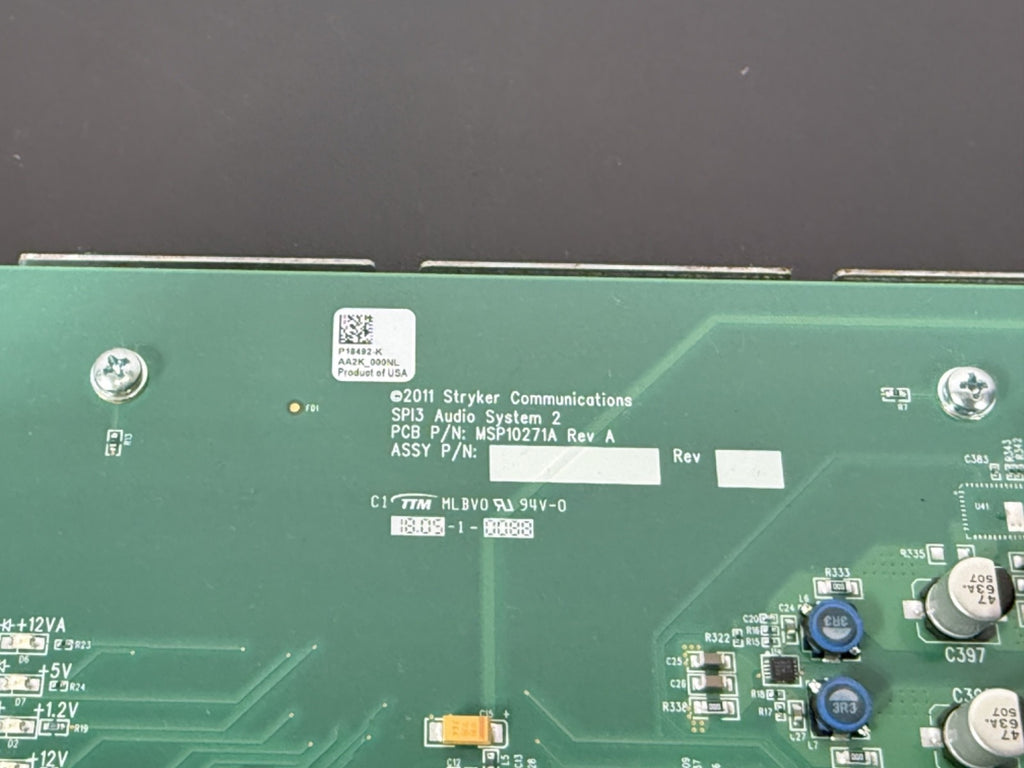 Stryker Communications SPIS Audio System 2 Audio Module MSP10271A Rev A3