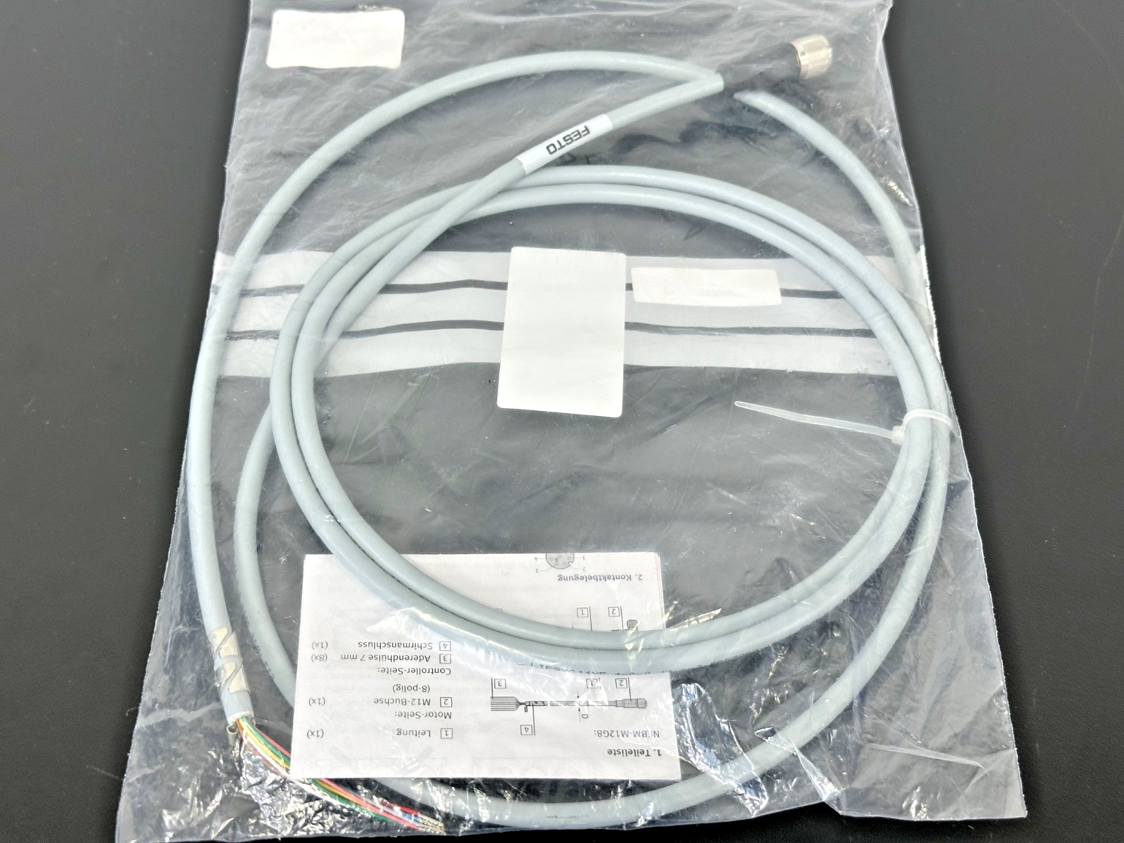 Festo NEBM M12G8 E 2.5 LE8 Encoder Cable 2.5M M12 1451587 New1