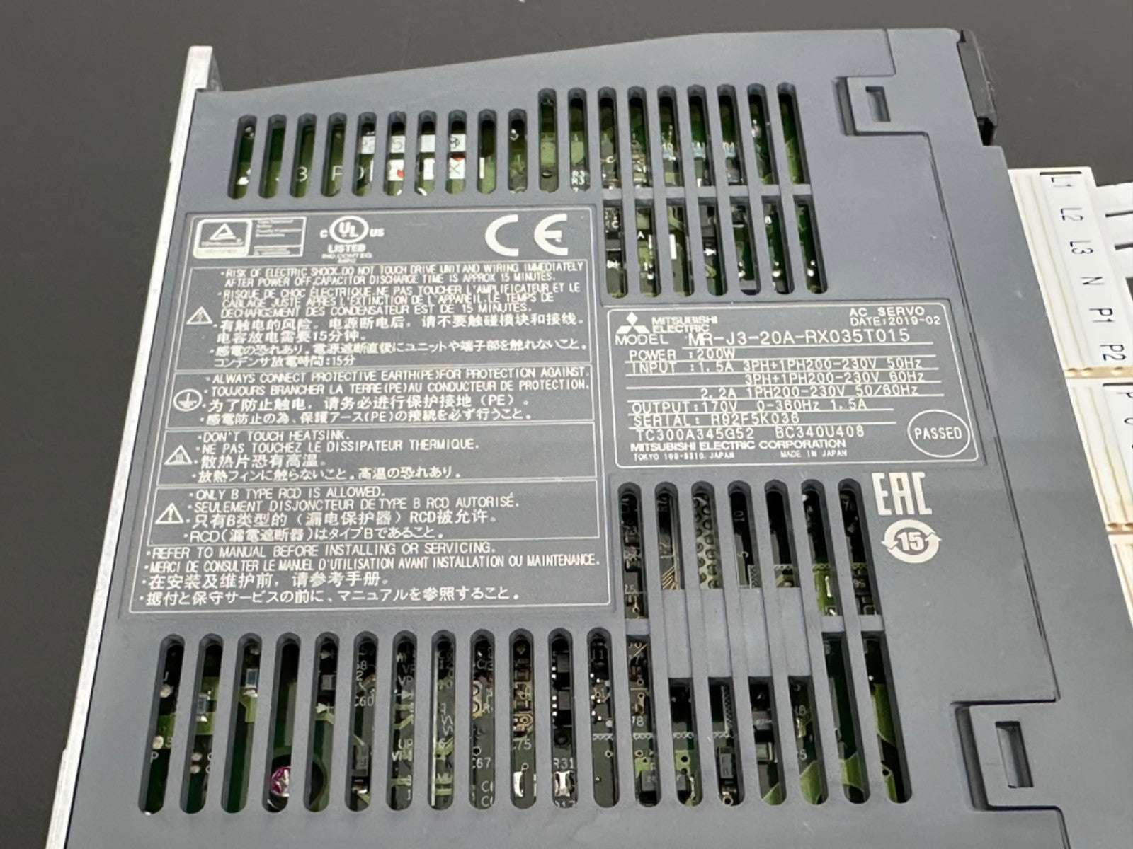 Mitsubishi Electric MR J3 20A RX035T015 AC Servo Drive 200W MR J3 Amplifier1
