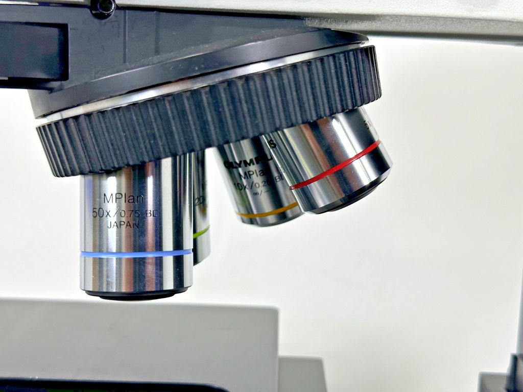 Olympus BX60MFS Trinocular Metallurgical Microscope w/5 MPlan Objectives Working10