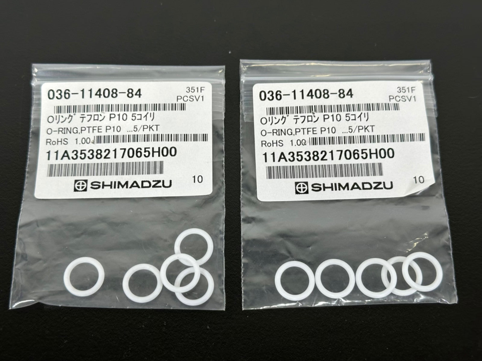 Lot of 2 Shimadzu 036 11408 84 PTFE P10 O Ring Set HPLC LC Seals New0