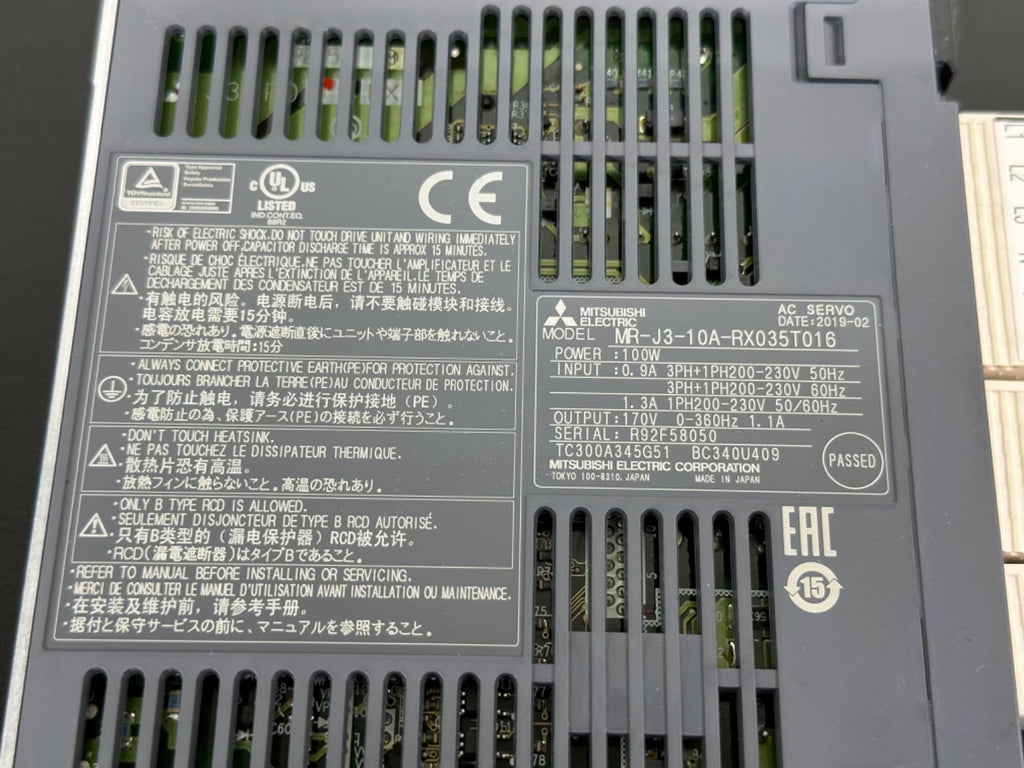 Mitsubishi Electric MR J3 10A RX035T016 AC Servo Drive 100W MR J3 Amplifier1
