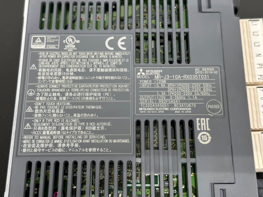 Mitsubishi Electric MR J3 10A RX035T031 Servo Drive Amplifier 100W MR J31