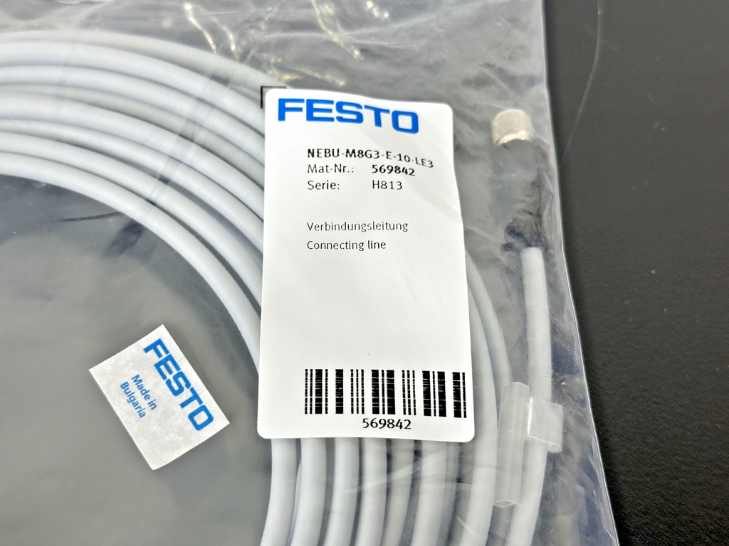 Lot of 2 Festo NEBU M8G3 E 10 LE3 569842 10M Connecting Cables New4