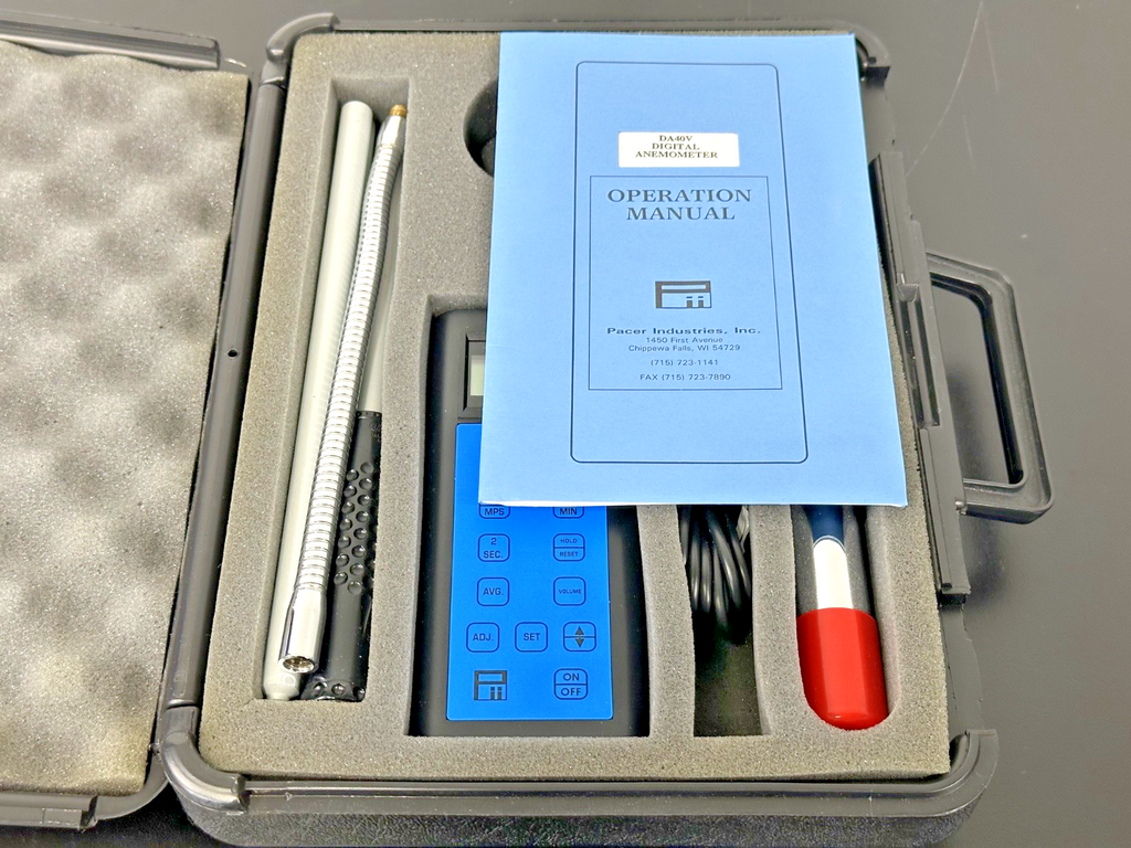 Pacer Industries DA40V Digital Anemometer Air Velocity Meter Probe Kit4