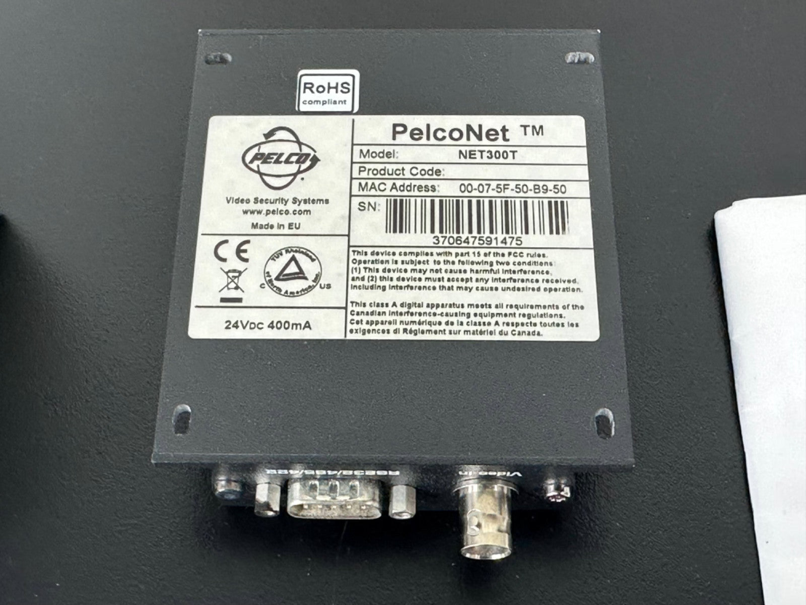Pelco NET300T PelcoNet Video Encoder CCTV Network Converter w/ Manual & CD2
