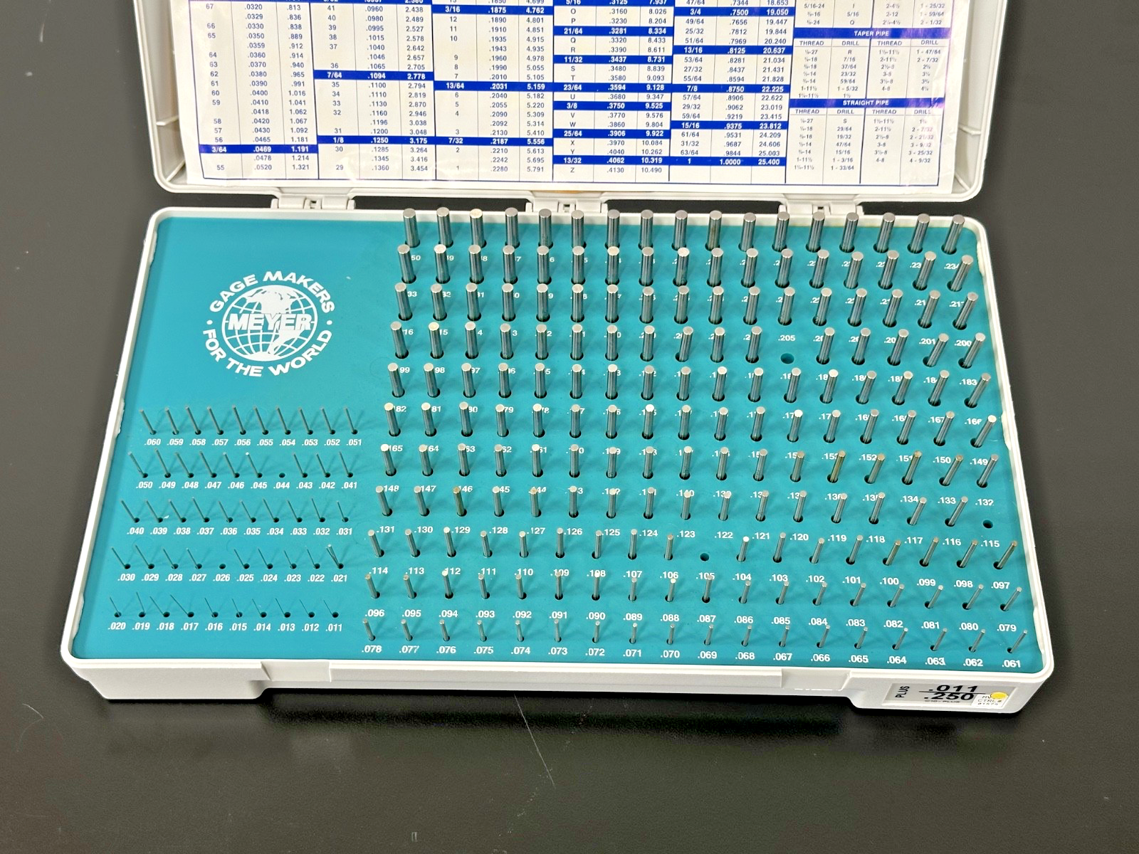 Meyer Gage C10 PLUS .011 .250 PLUS Pin Gage Set w/ Case New Open Box1