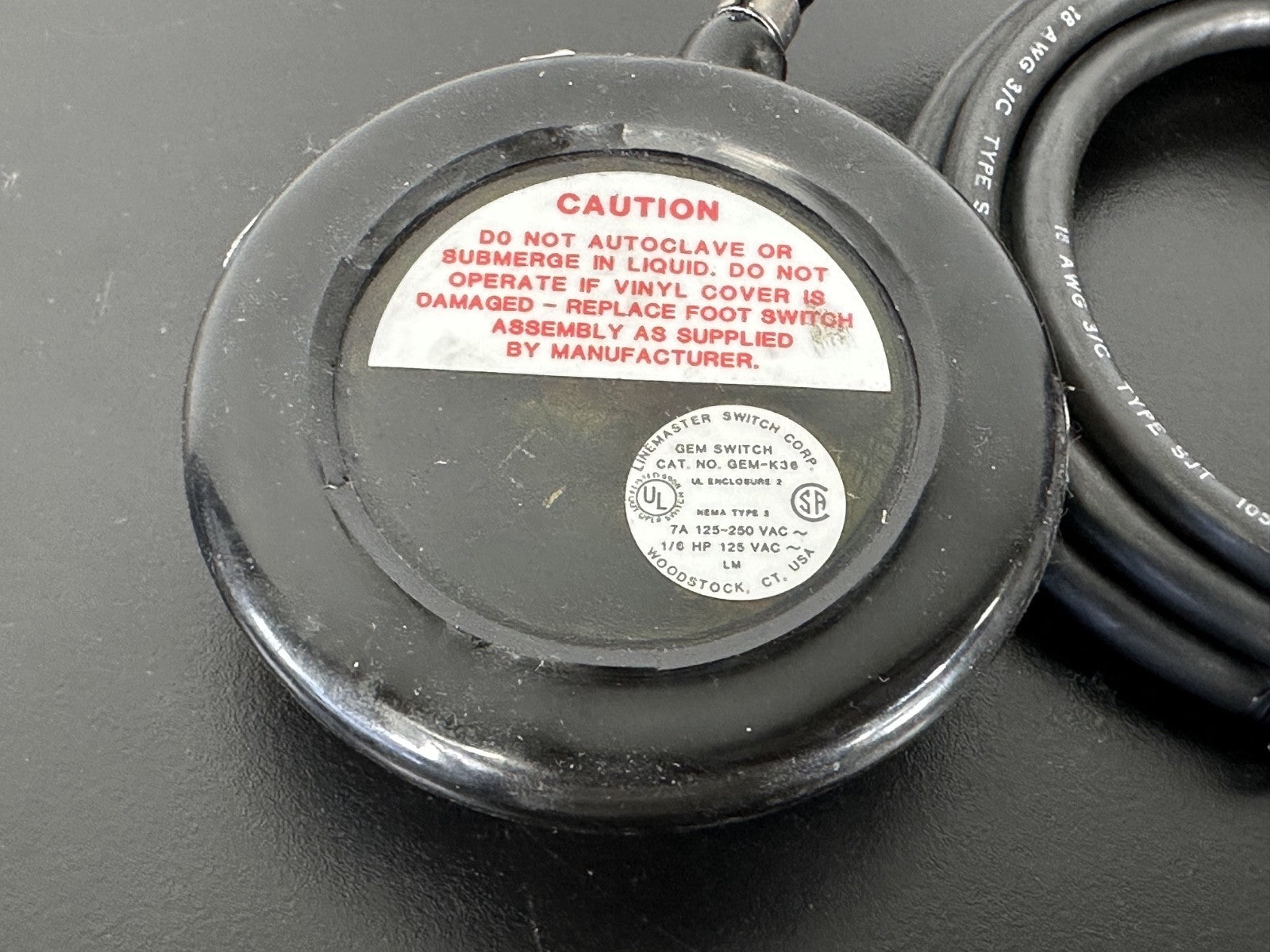 Linemaster GEM K36 Foot Switch Pedal Control 7A 125 250VAC2