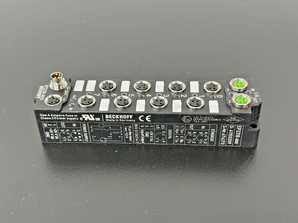 Beckhoff EP2318 0001 EtherCAT Box 8 Channel Digital I/O Module Used Untested0