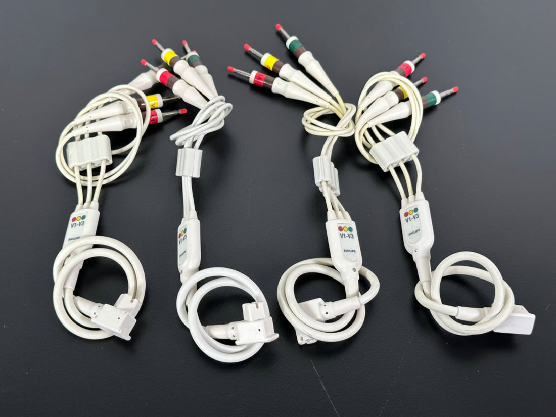 Lot of 4 Philips V1 V3 ECG Lead Cables Patient Monitor Leads0