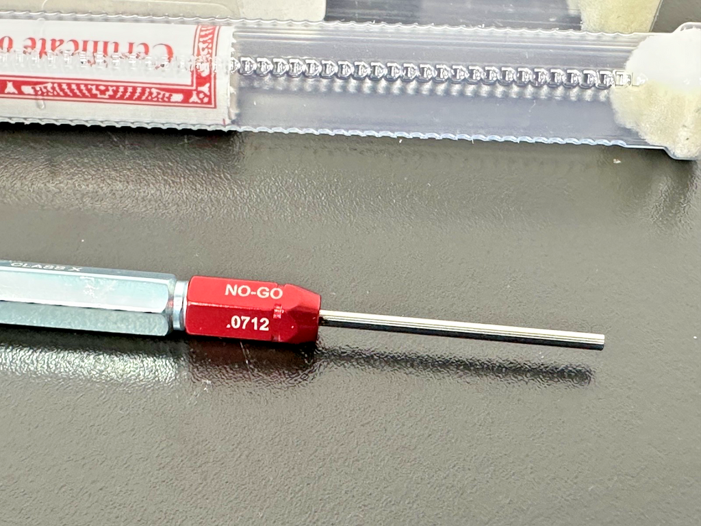 Vermont Gage 151102330 Class X GO/NO GO Pin Gage .0711/.07123