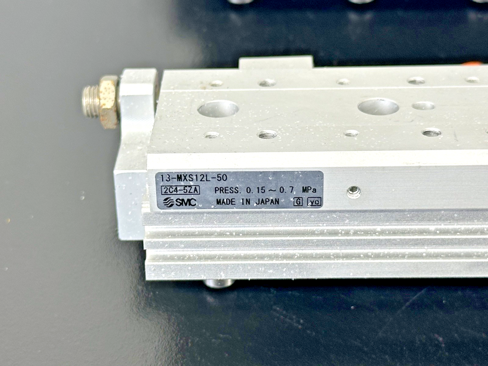 SMC MXS12L 50 Air Slide Table Pneumatic Cylinders Lot of 2 w/ Blue Brackets1