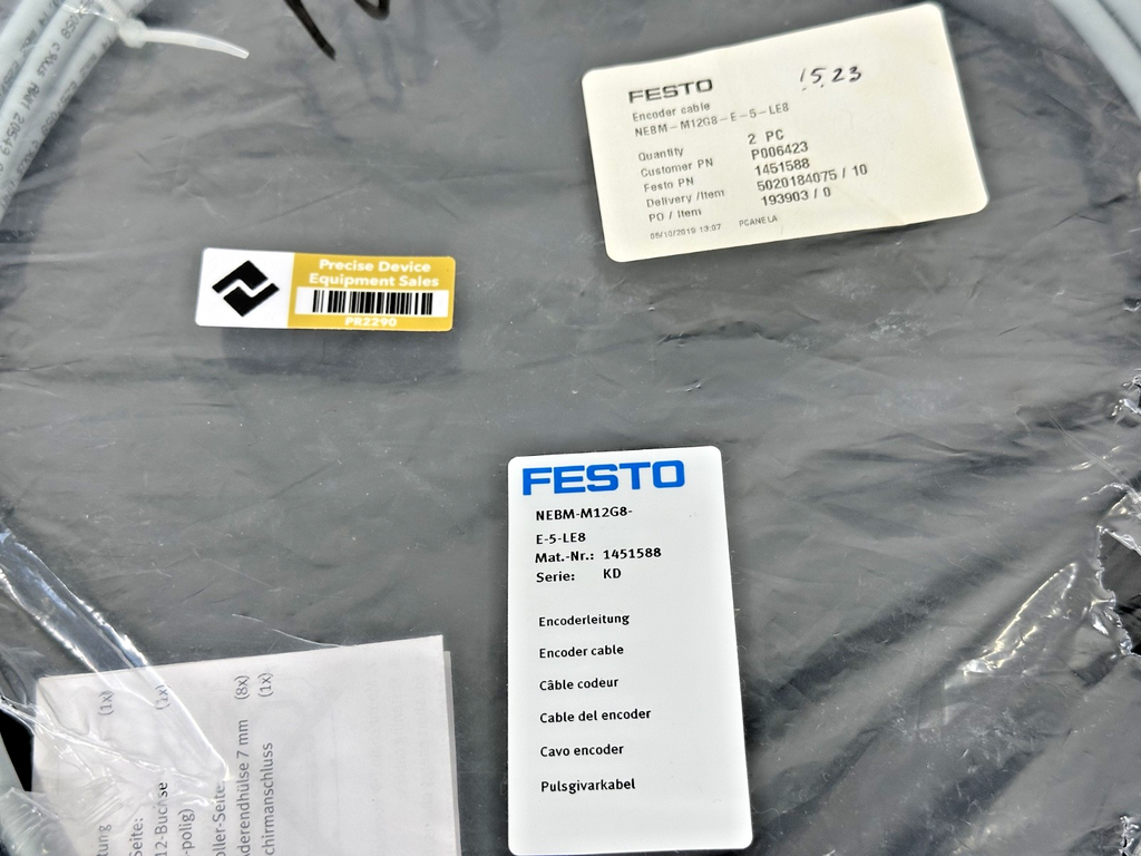 Festo NEBM M12G8 E 5 LE8 Encoder Cable 5M M12 1451588 New2
