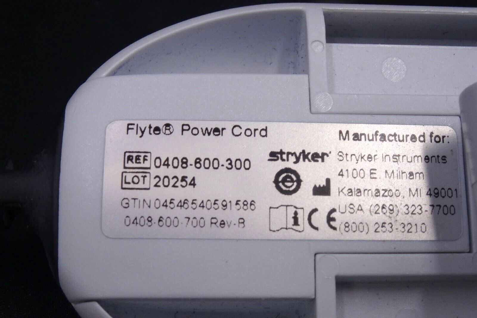 Stryker Flyte Helmet Ref 0408 600 000 w/ Flyte Power Cord5