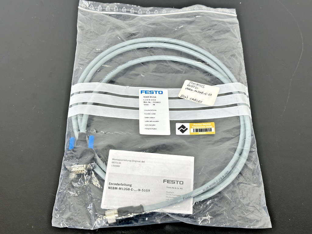 Festo NEBM M12G8 E 2.0 N S1G9 Encoder Cable 2M 2112813 New0
