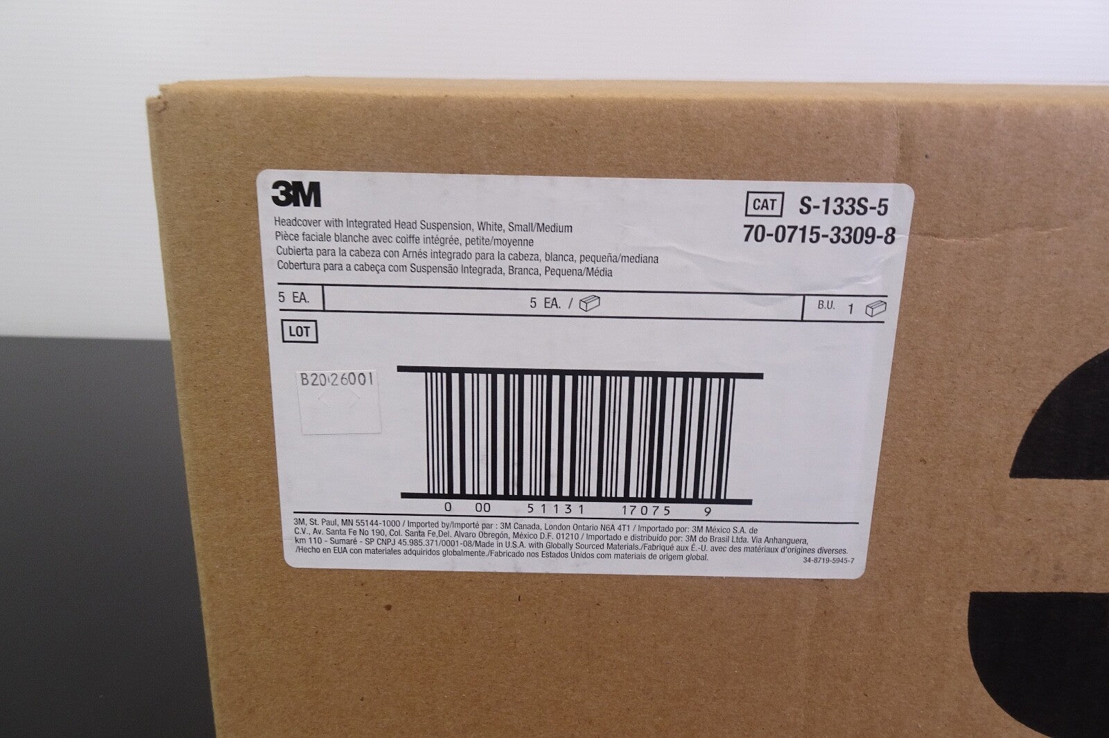 3M S133S5 Versaflo Headcover For PAPR 5 Count, BRAND NEW2