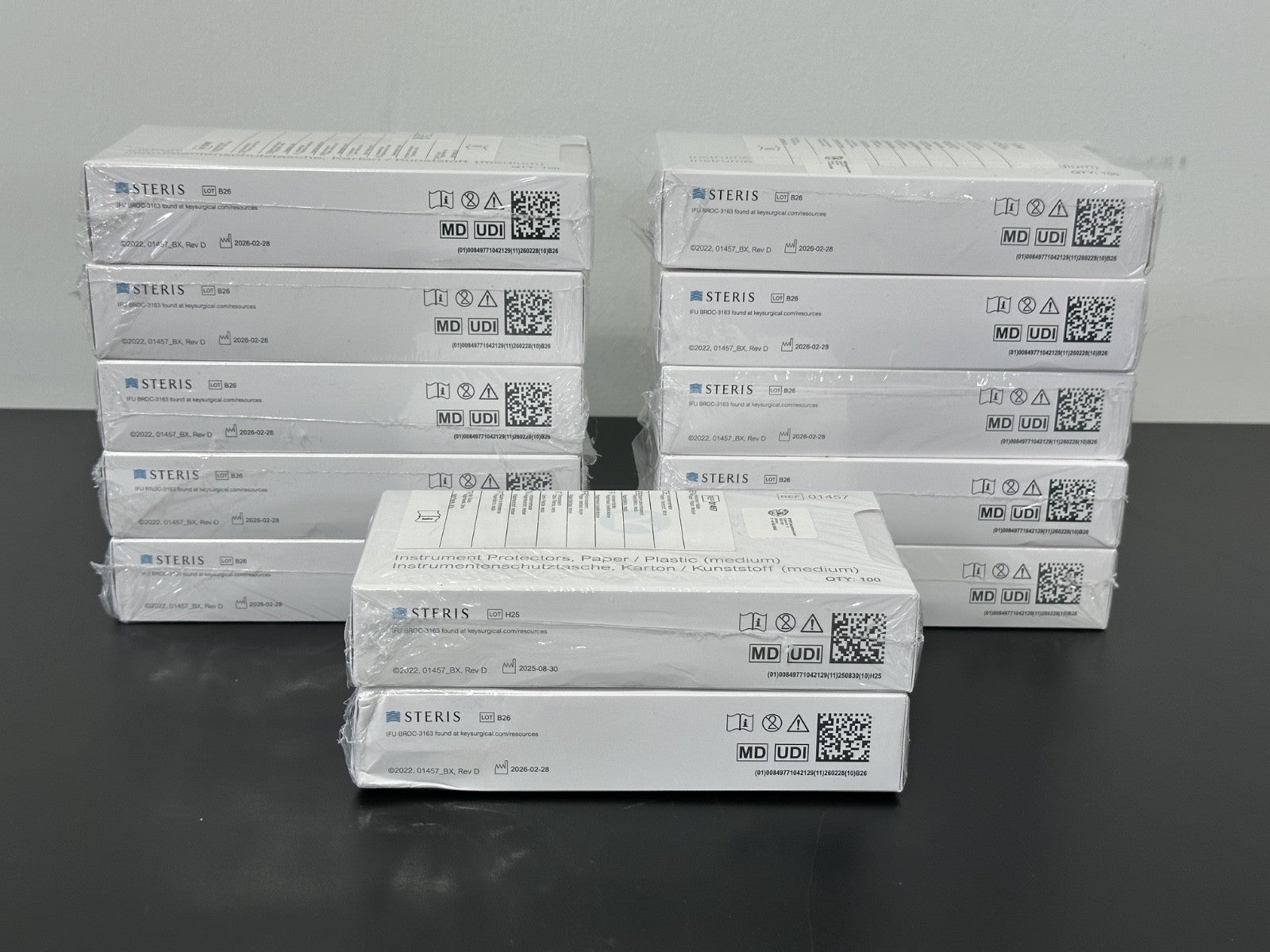 Lot of 12 STERIS 01457 Instrument Protectors Paper Plastic Medium 100/Box0