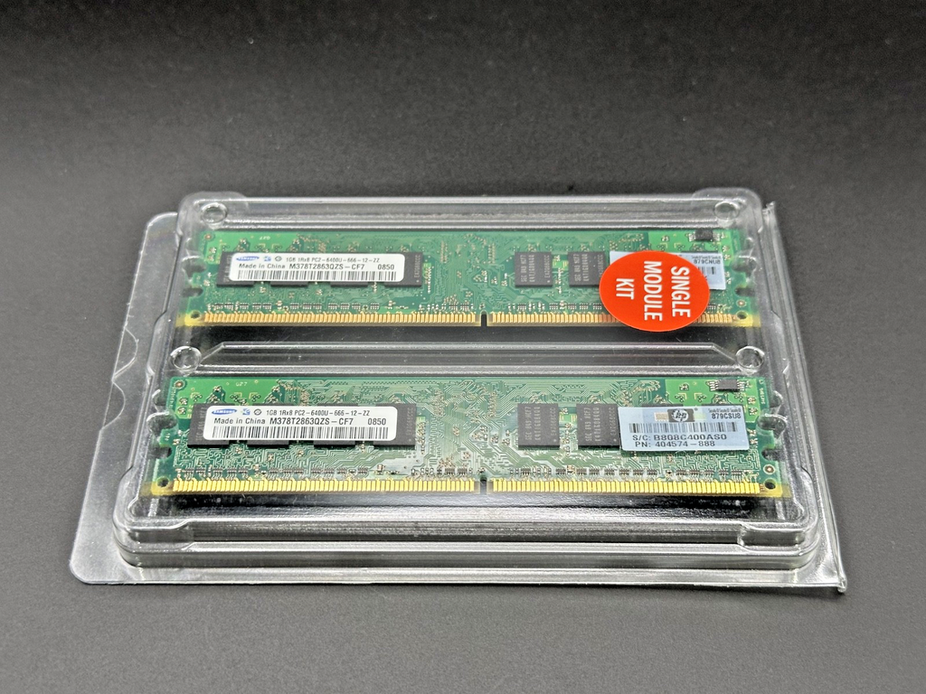Samsung 2GB 2x1GB DDR2 800 PC2 6400U Desktop RAM M378T2863QZS CF7 Brand New0