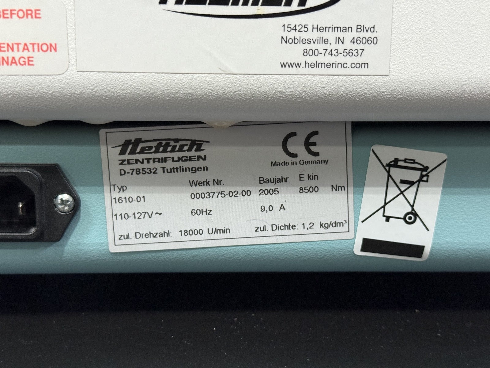 Hettich Universal 32R Refrigerated Centrifuge with 4000rpm Rotor Lab11