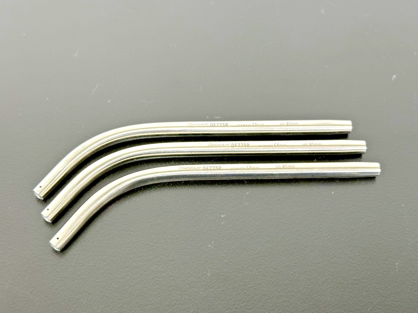 Lot of 3 Aesculap DF775R 5mm 140mm Stainless Dental Suction Tips0