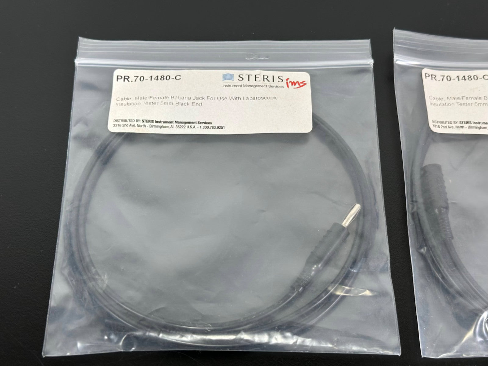 Lot of 2 STERIS IMS PR.70 1480 C Male/Female Banana Jack Cable Laparoscopic Test1