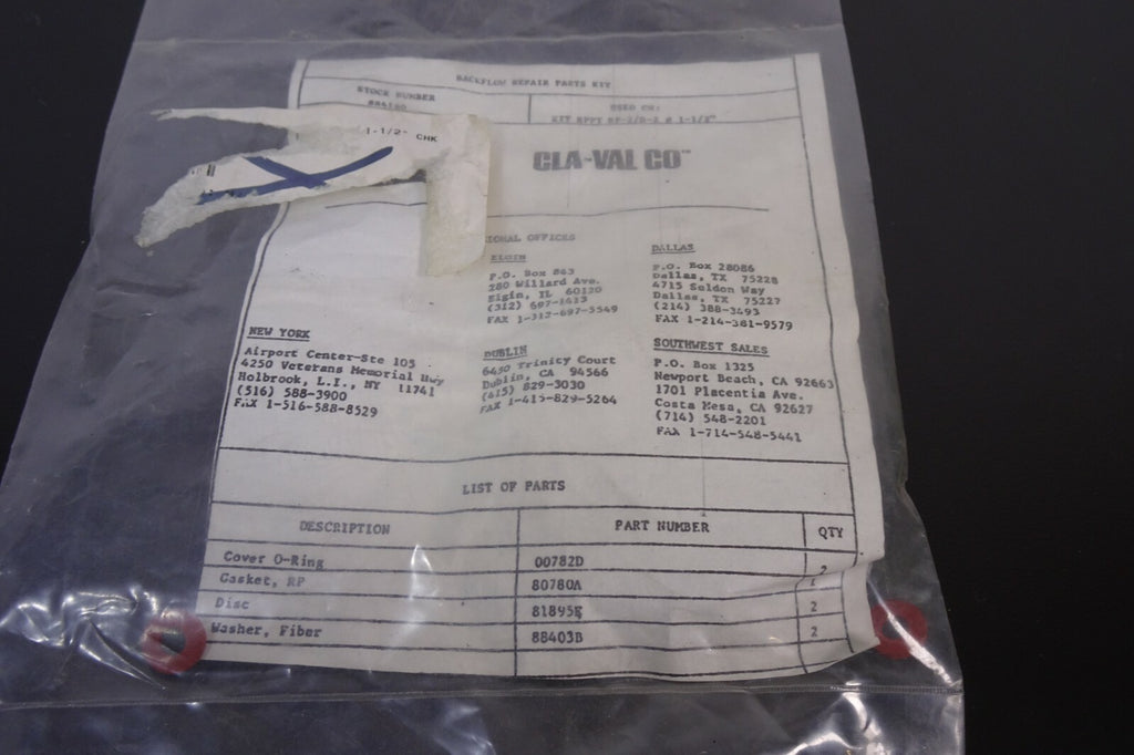 Cla Val Co Backflow Repair Parts Kit 88416D1