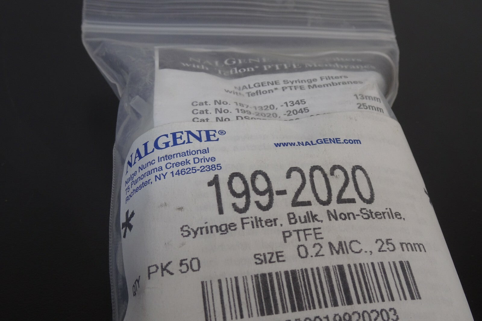 Nalgene 199 2020 Filter PTFE 0.2 Micron 25 mm Pack of 502