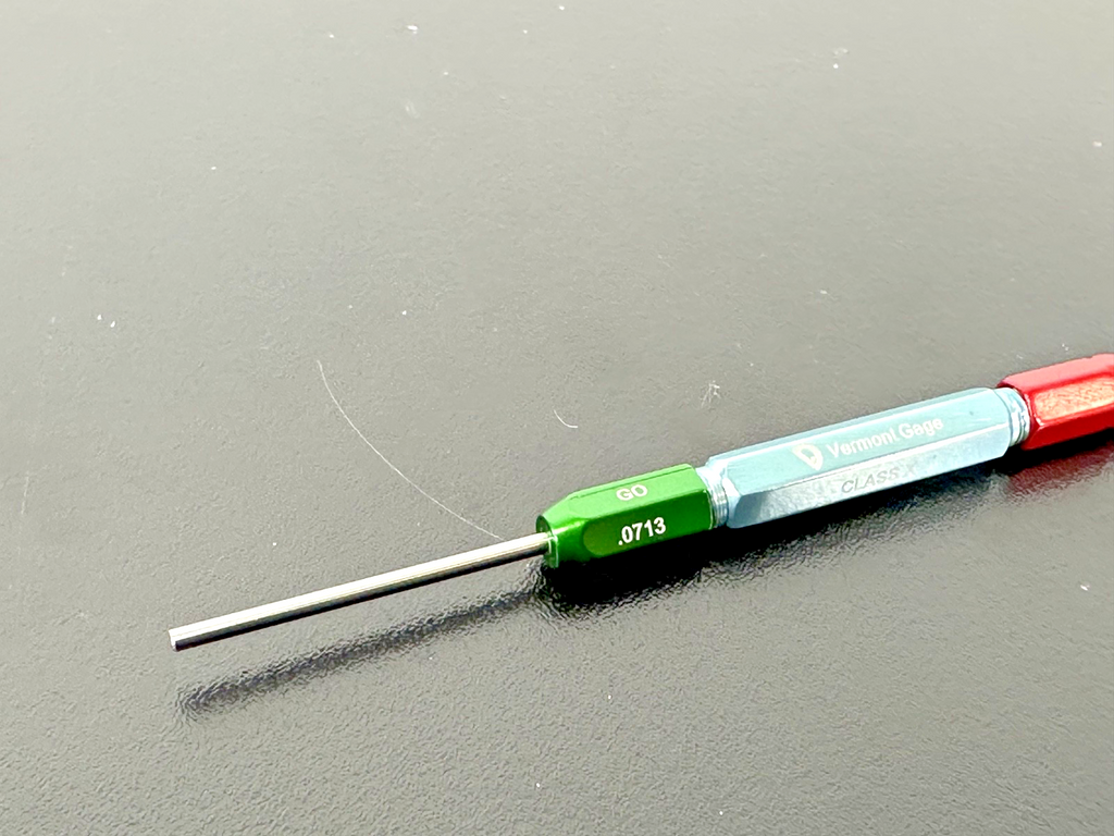 Vermont Gage 151102330 Class X GO/NO GO Pin Gage .0713/.07142