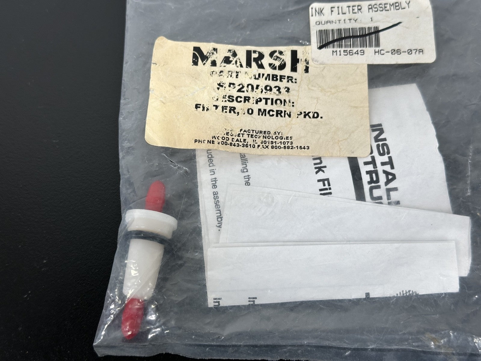Marsh SP205932 Ink Filter Assembly 10 Micron HC 06 07A New Old Stock1