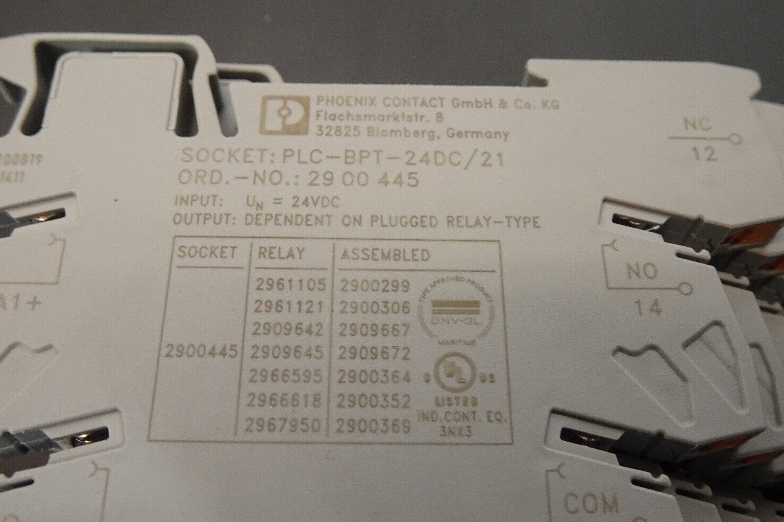 Phoenix Contact PLC BPT 24DC/21 2900445 Base with 2961105 Relay2