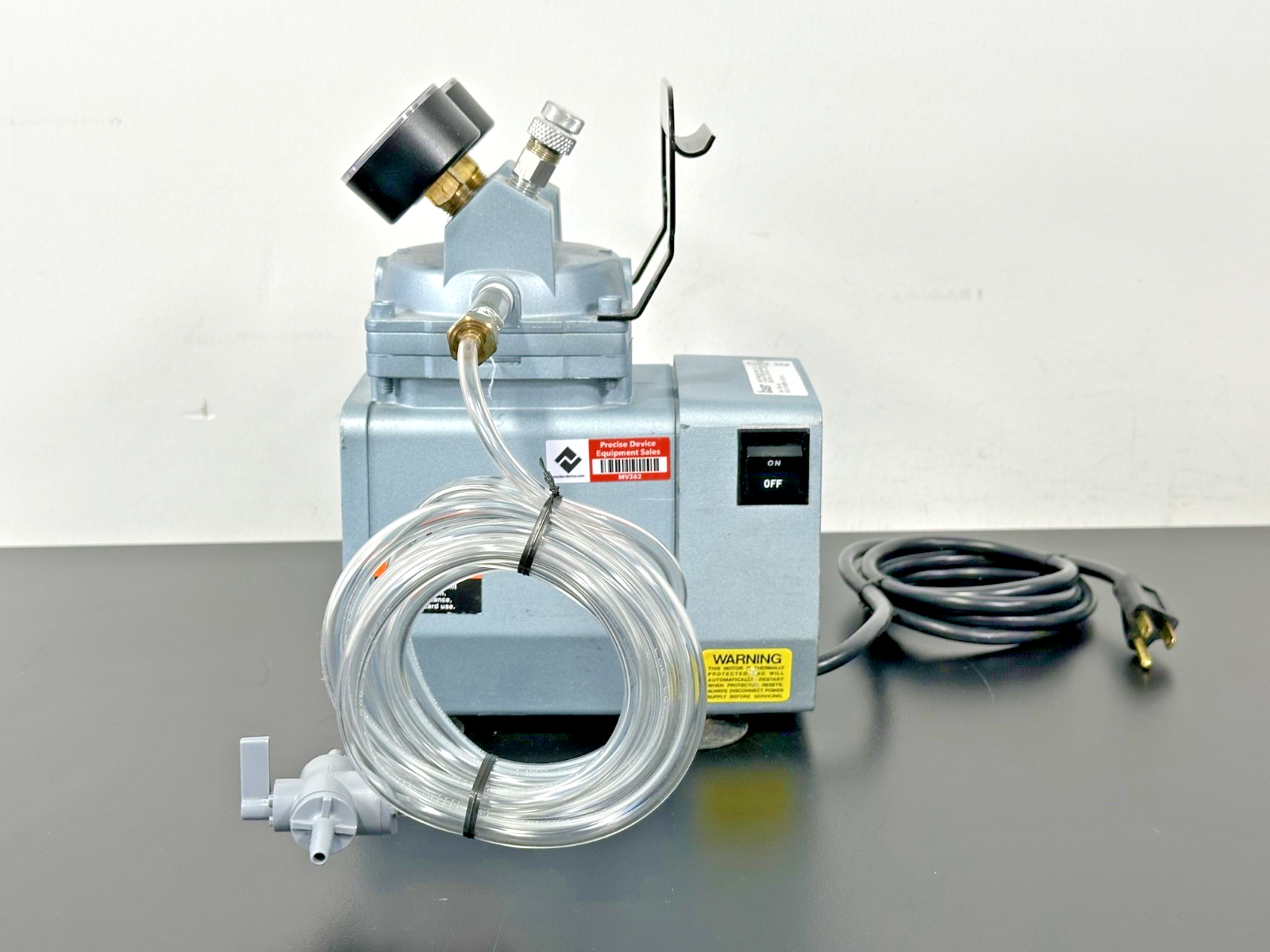 Gast DOA P704 AA Vacuum Pressure Pump Gauges Filter Tubing Assembly Working2