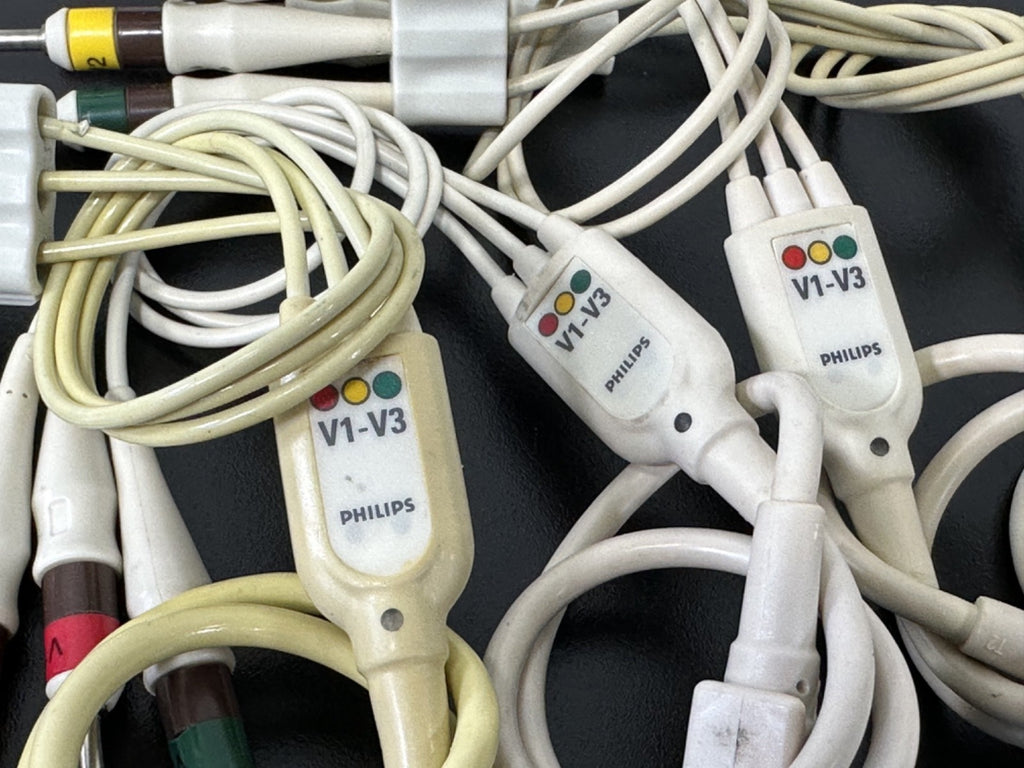 Philips V1 V3 ECG EKG Precordial Lead Set Lot of 4 Patient Monitor Cables3