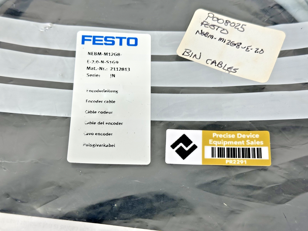 Festo NEBM M12G8 E 2.0 N S1G9 Encoder Cable 2M 2112813 New2