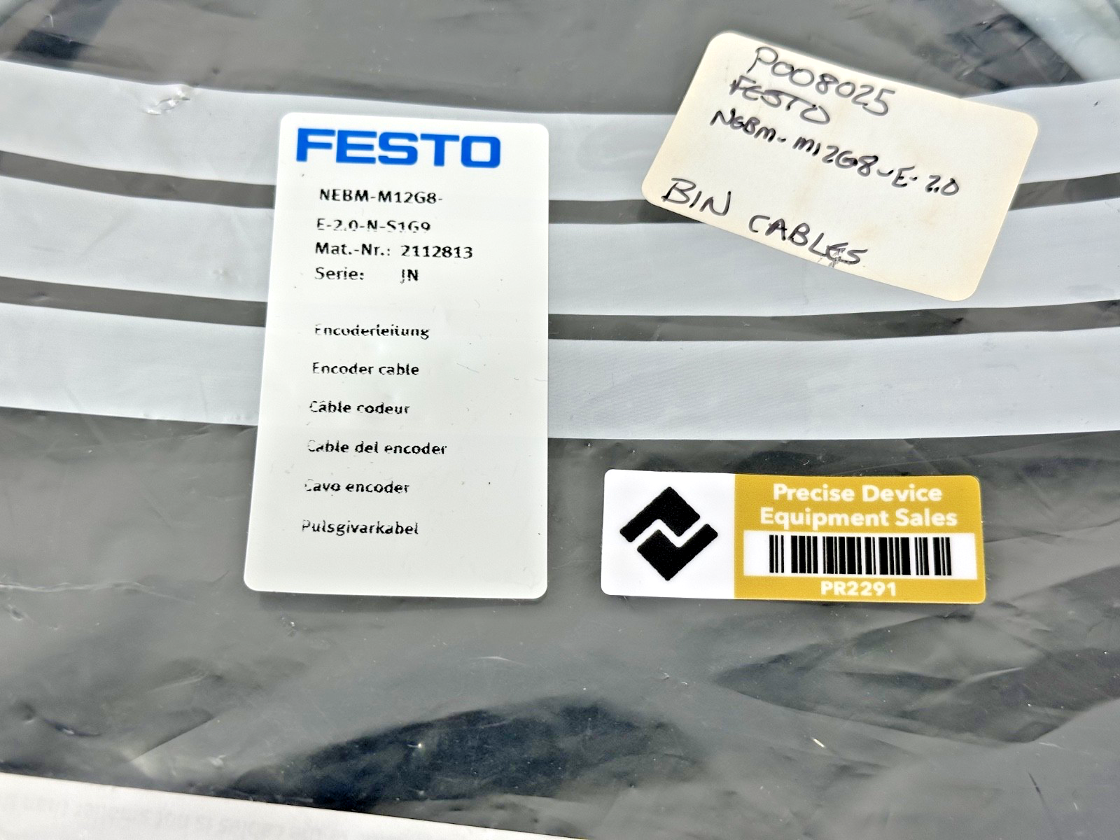 Festo NEBM M12G8 E 2.0 N S1G9 Encoder Cable 2M 2112813 New2