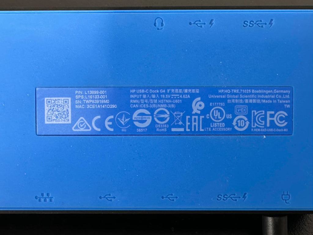 HP USB C Dock G4 HSTNN U601 L13899 001 w/ Power Adapter3