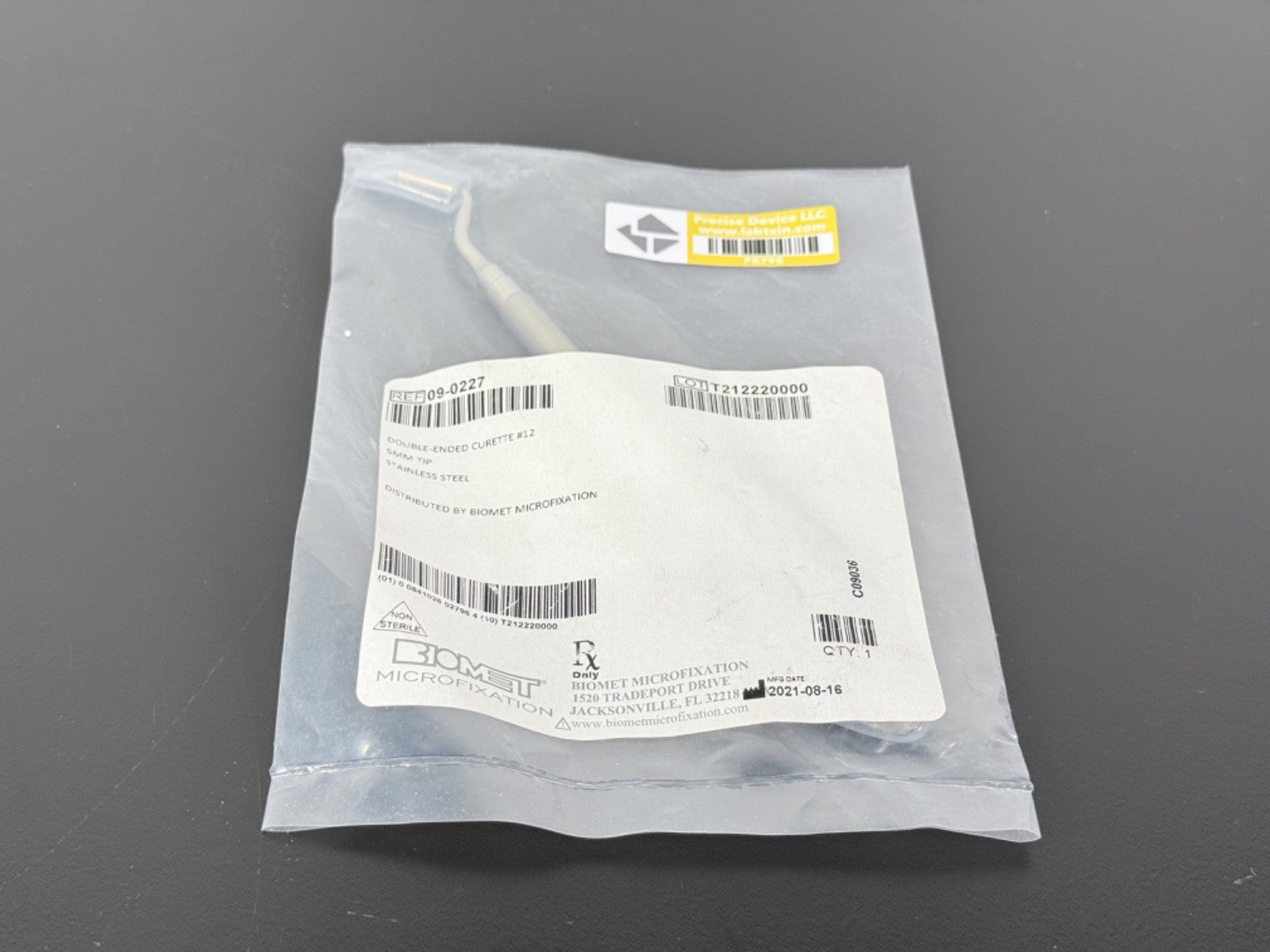Biomet Microfixation 09 0227 Double Ended Curette #12 5mm Stainless0