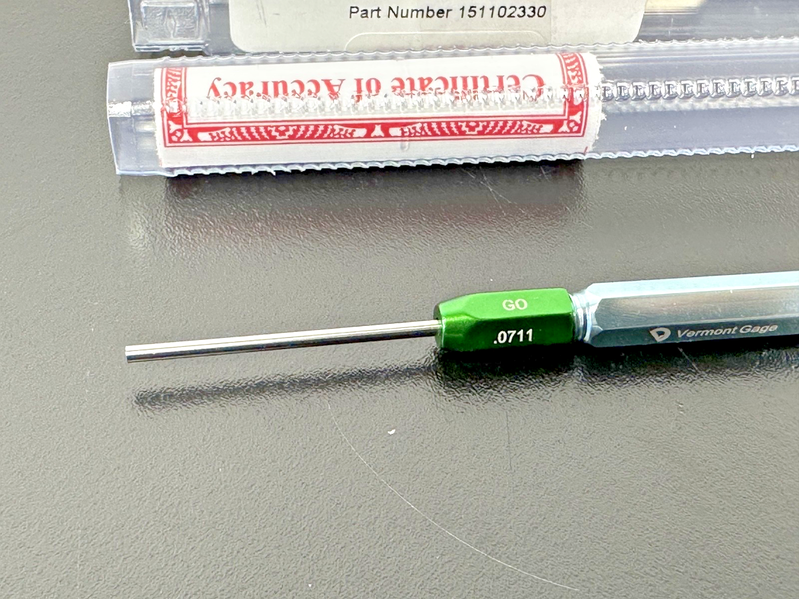 Vermont Gage 151102330 Class X GO/NO GO Pin Gage .0711/.07122