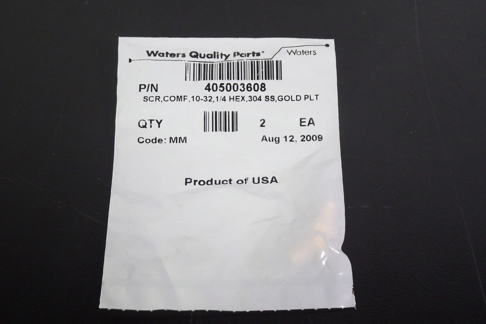 Waters Hex SS Gold Put Screws 10 32 ¼ 4050036080
