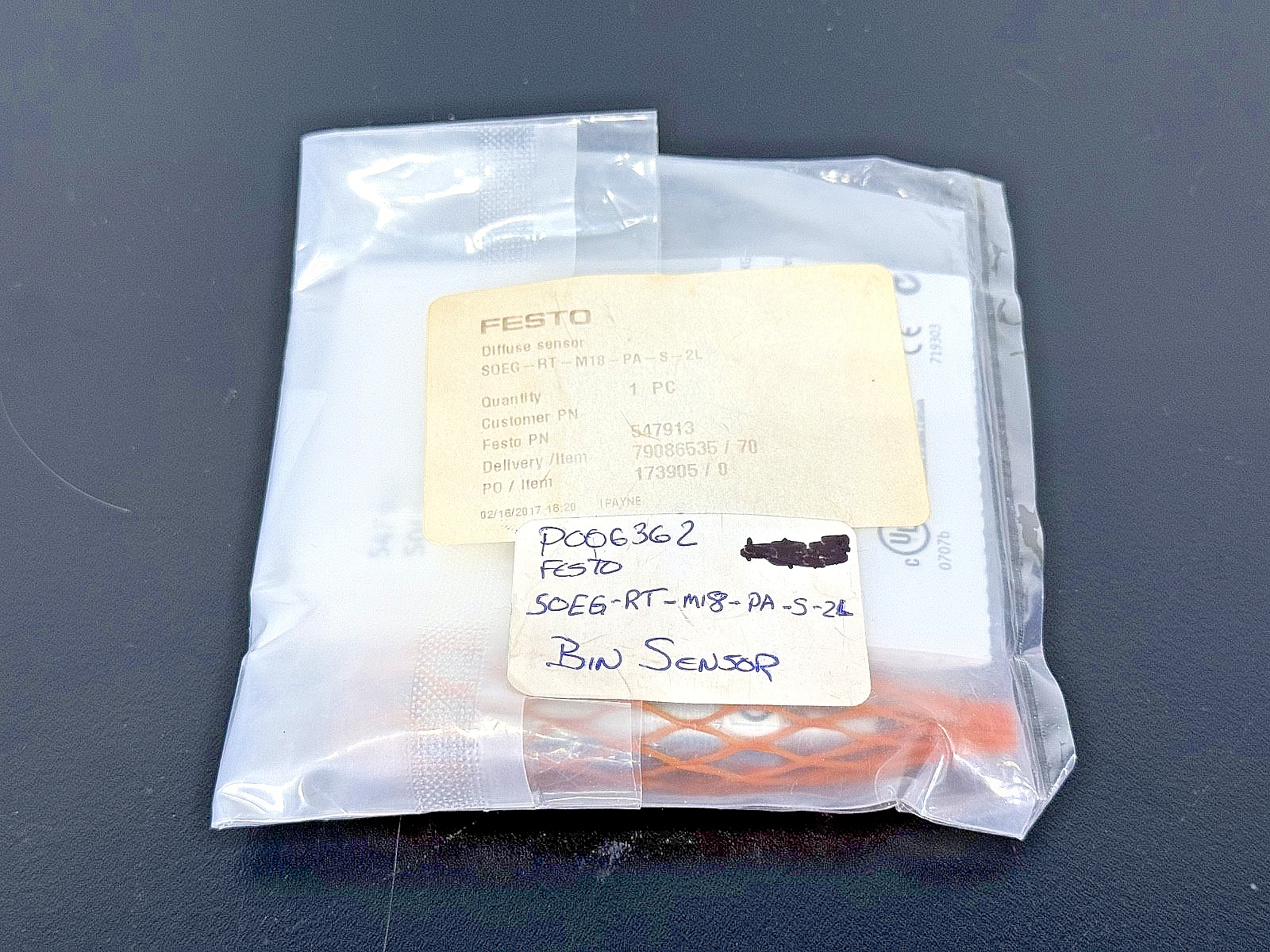 Festo SOEG RT M18 PA S 2L Diffuse Sensor P/N 547913 New0