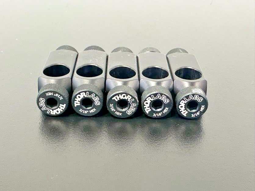 Lot of 5 Thorlabs 3/16" Hex Knurled Locking Thumb Screws for Optical Mounts1