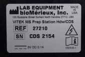 Biomerieux Vitek MS USB Prep Preparation Station HDW/CDS 272105