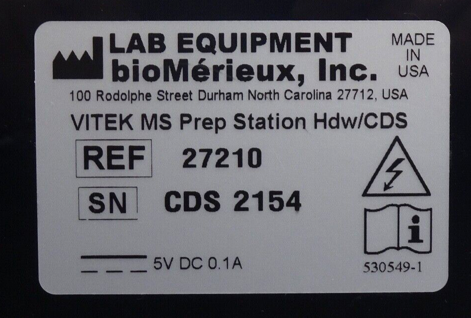 Biomerieux Vitek MS USB Prep Preparation Station HDW/CDS 272105