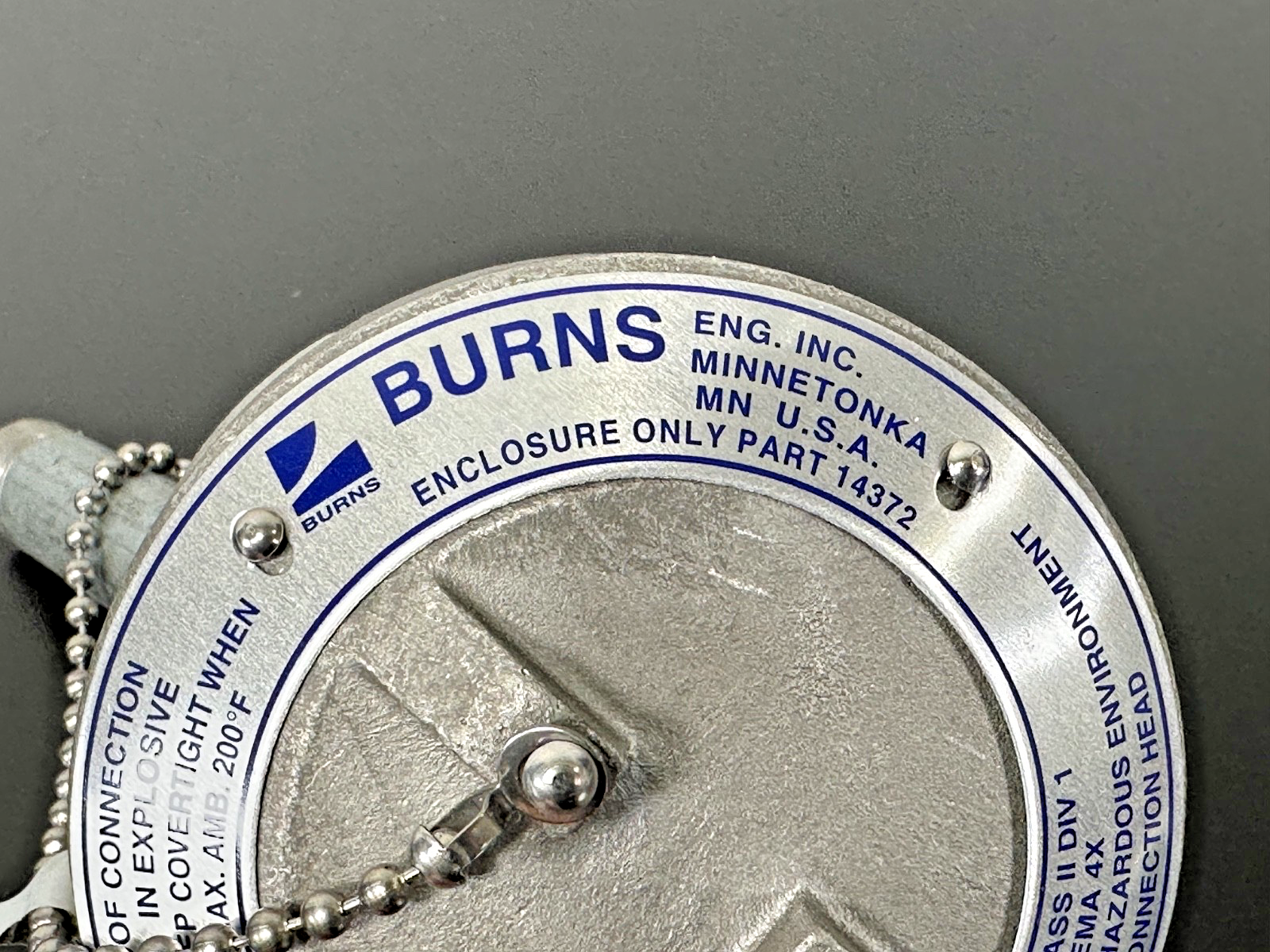 Burns Engineering Explosion Proof Temperature Sensor Head Enclosure 143723