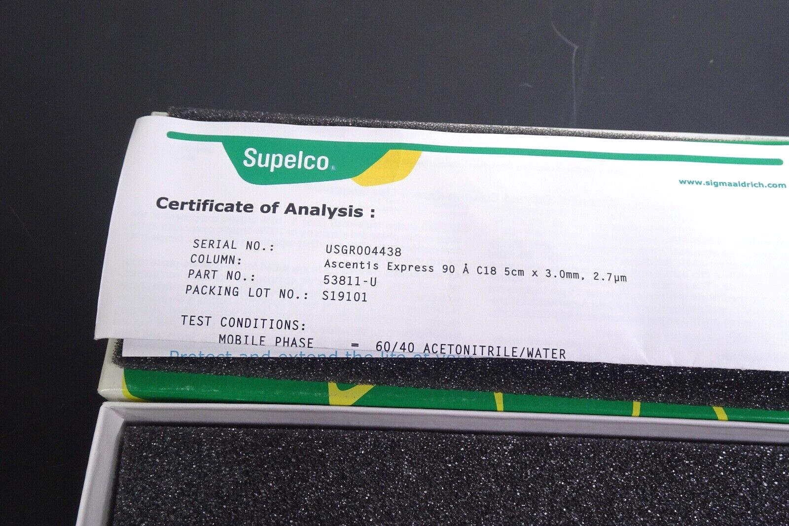 Supelco 53811 U Ascentis Express 90 À C18 HPLC Column 5cm x 3.0mm, 2.7 um3
