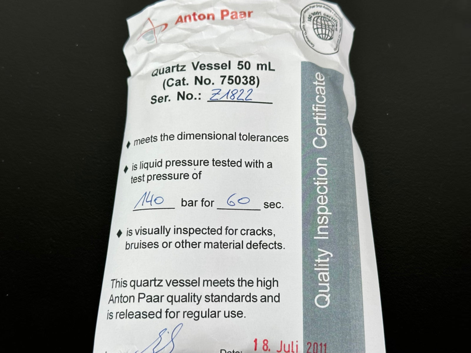 Anton Paar Quartz Vessel 50mL Cat 75038 Lot of 4 New2