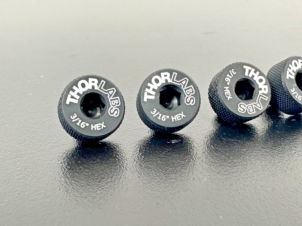 Lot of 5 Thorlabs 3/16" Hex Knurled Locking Thumb Screws for Optical Mounts1