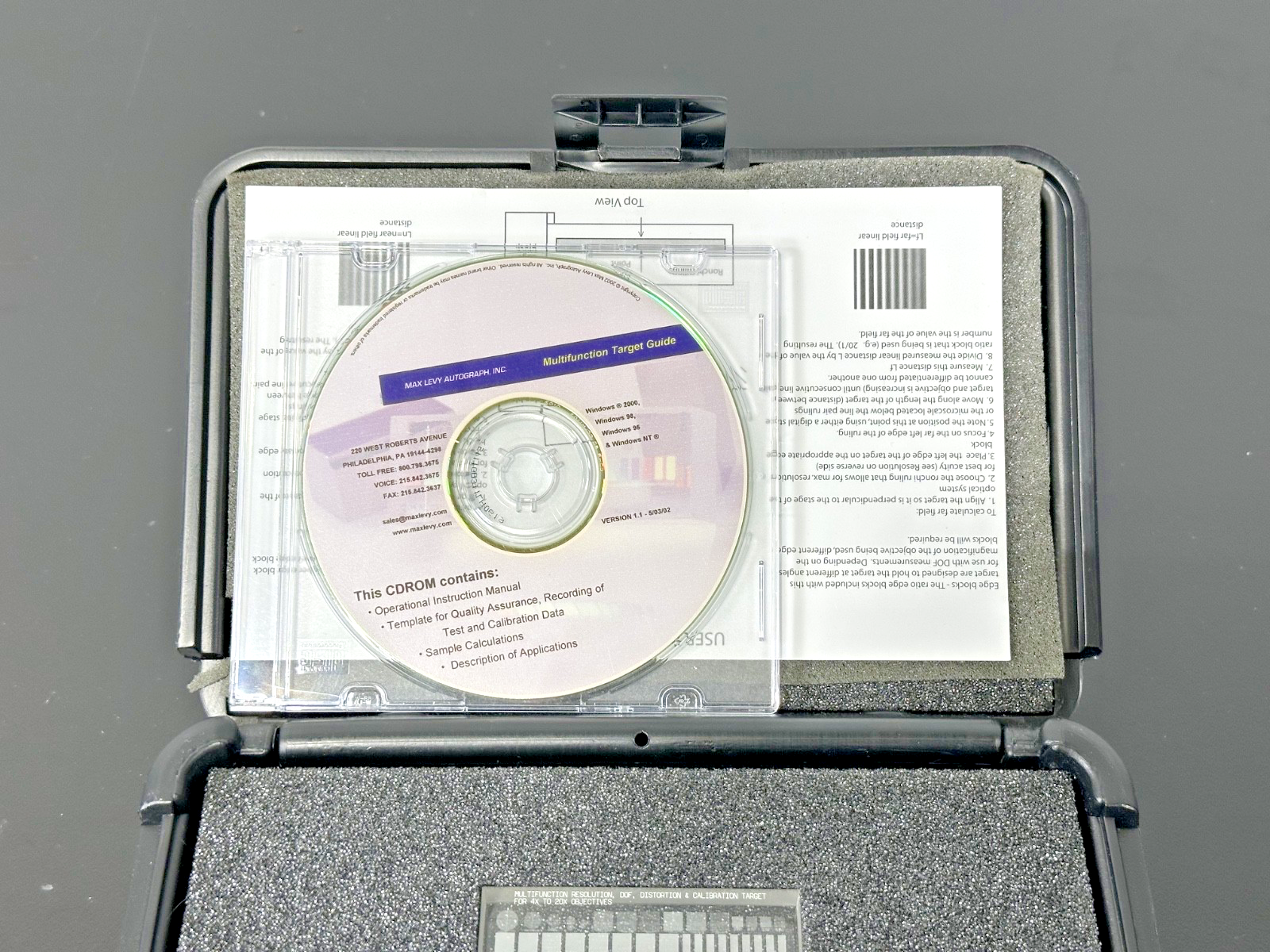 Max Levy Autograph DA029 Multifunction Calibration Target Kit 4X 20X1