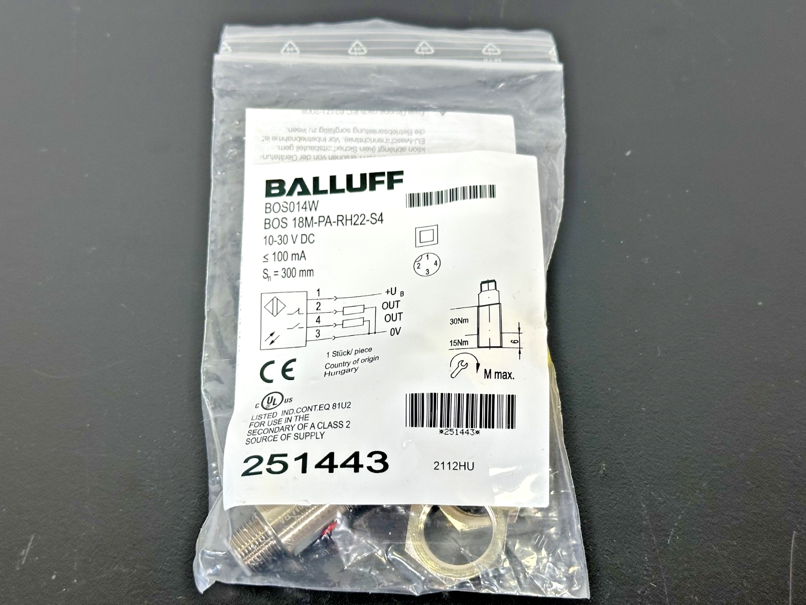 Balluff BOS 18M PA RH22 S4 BOS014W Photoelectric Sensor 251443 New0