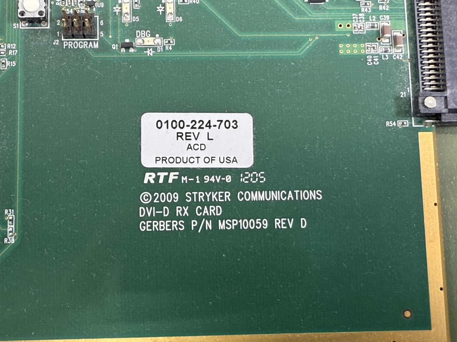 STRYKER COMMUNICATIONS DVI D RX CARD2