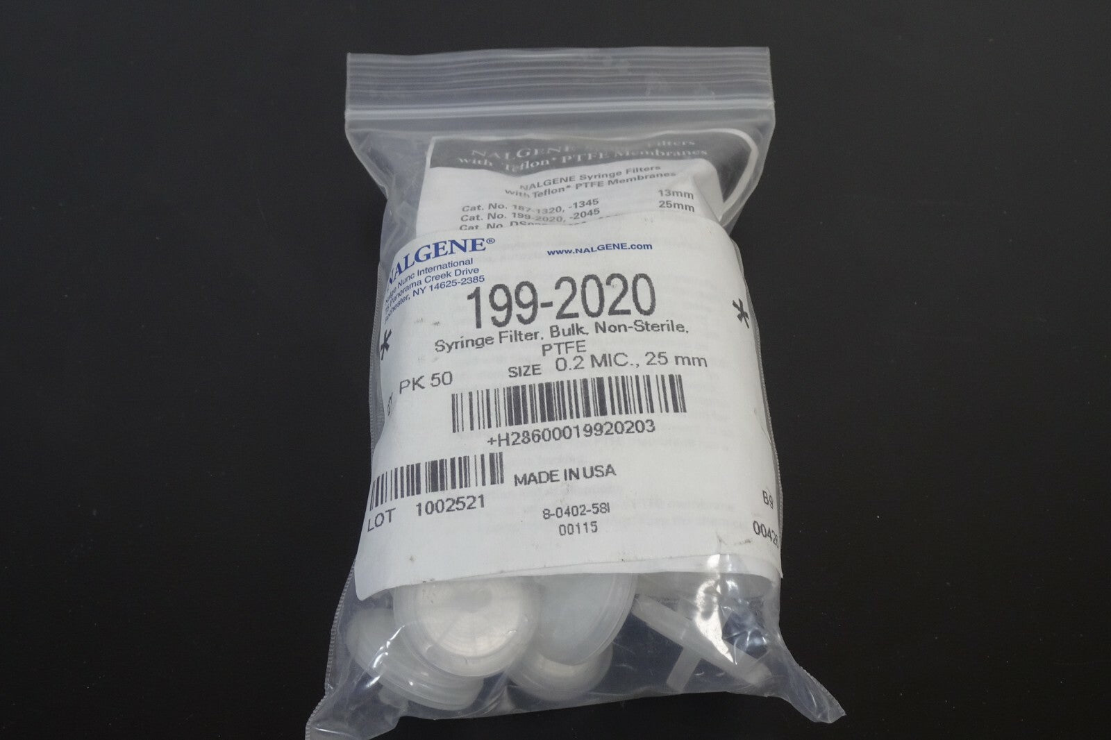 Nalgene 199 2020 Filter PTFE 0.2 Micron 25 mm Pack of 500